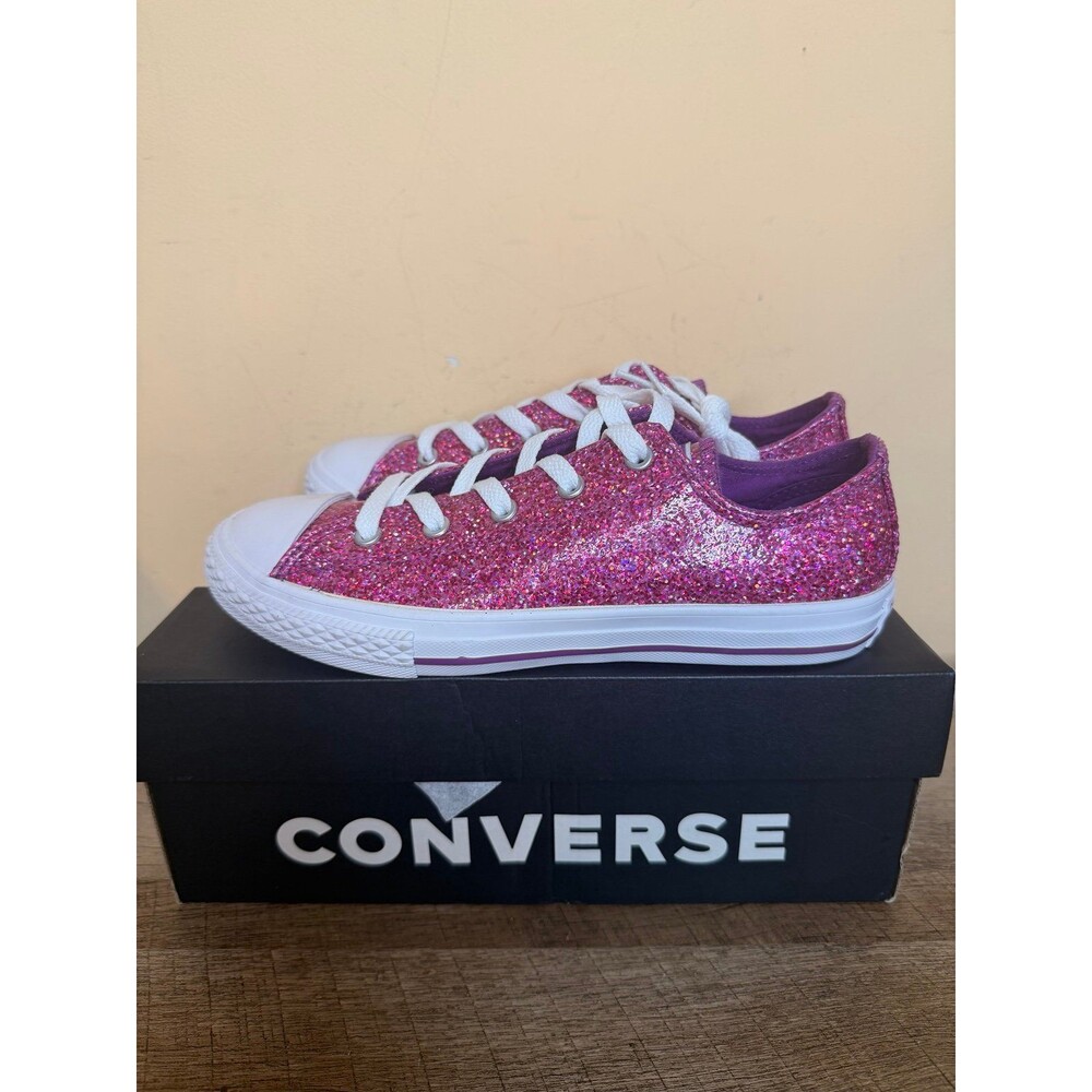 NEW Converse CTAS Ox Glitter Fuchsia Low Top Sneakers Youth Size 4 shoes